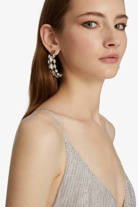 Women Ermanno Scervino Argento Crystal-Adorned Earrings 424R177