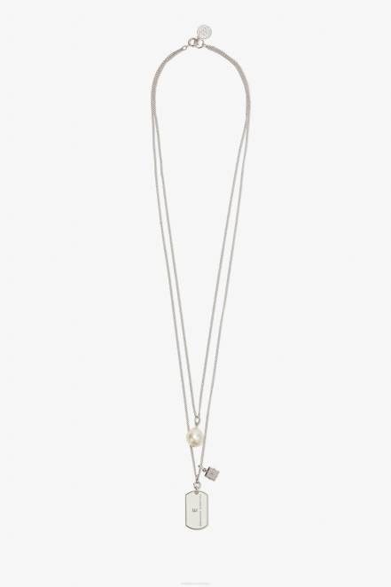 Women Ermanno Scervino Argento Long Necklace With Pearl And Tag 424R182