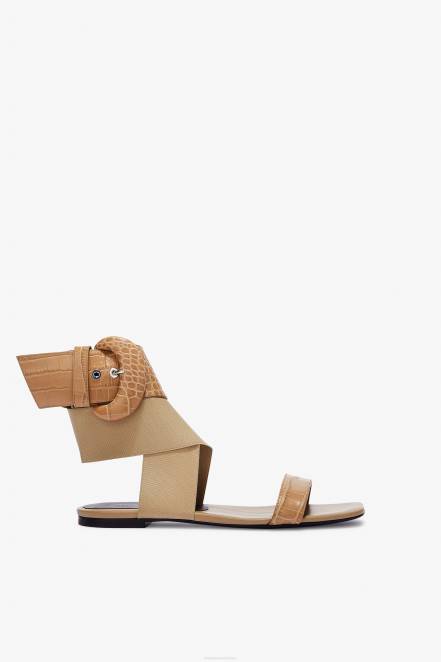 Women Ermanno Scervino Beige Buckled Flat Sandals 424R167