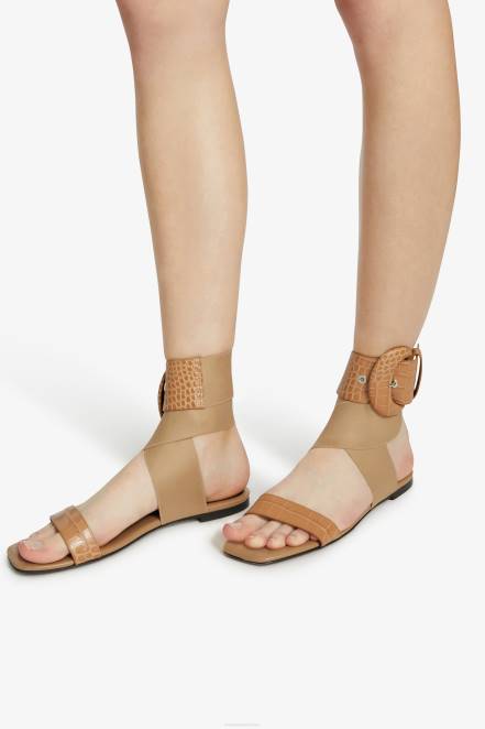 Women Ermanno Scervino Beige Buckled Flat Sandals 424R167
