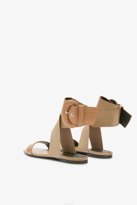 Women Ermanno Scervino Beige Buckled Flat Sandals 424R167