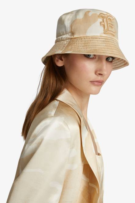 Women Ermanno Scervino Beige Camouflage Bucket Hat 424R206