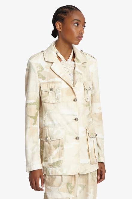 Women Ermanno Scervino Beige Camouflage Jacket 424R23