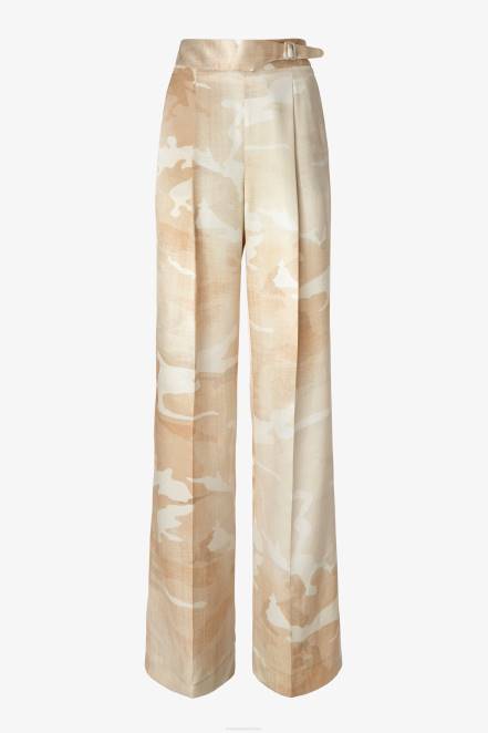 Women Ermanno Scervino Beige Camouflage Palazzo Trousers 424R101