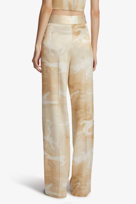 Women Ermanno Scervino Beige Camouflage Palazzo Trousers 424R101
