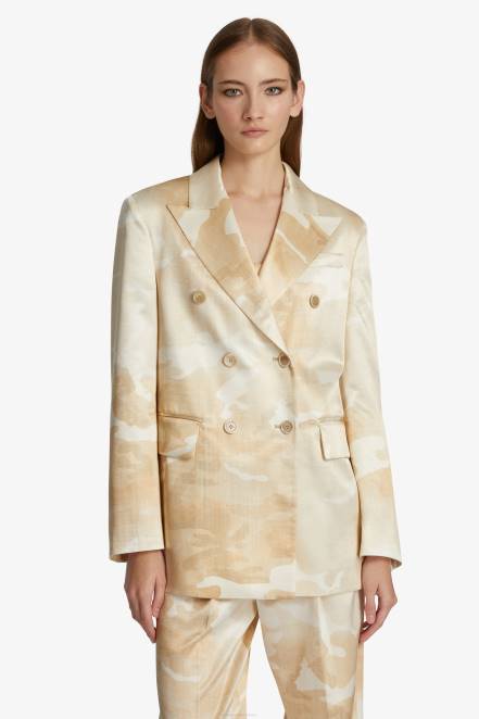 Women Ermanno Scervino Beige Camouflage-Print Blazer 424R24
