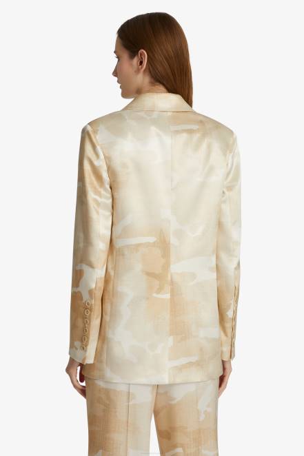 Women Ermanno Scervino Beige Camouflage-Print Blazer 424R24