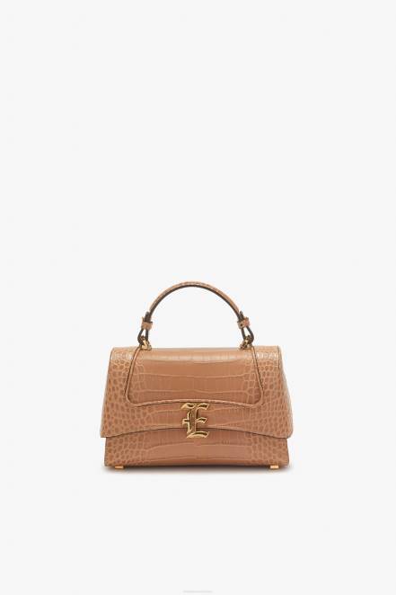 Women Ermanno Scervino Beige Crocodile Bowling Bag With Logo 424R155