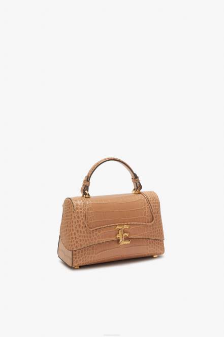 Women Ermanno Scervino Beige Crocodile Bowling Bag With Logo 424R155