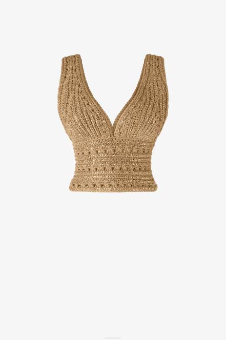 Women Ermanno Scervino Beige Crystal-Adorned Crop Top 424R92