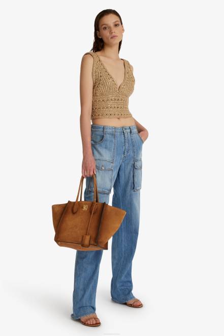 Women Ermanno Scervino Beige Crystal-Adorned Crop Top 424R92