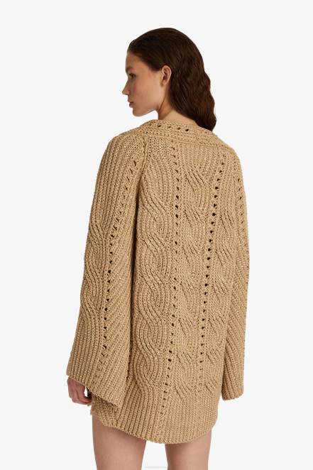 Women Ermanno Scervino Beige Crystal-Adorned Oversized Cardigan 424R42