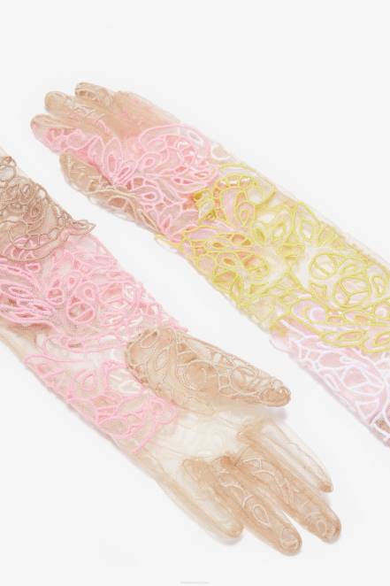 Women Ermanno Scervino Beige Long Lace Gloves 424R216