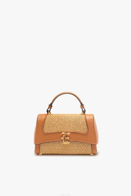 Women Ermanno Scervino Beige Raffia Bowling Bag With Logo 424R142