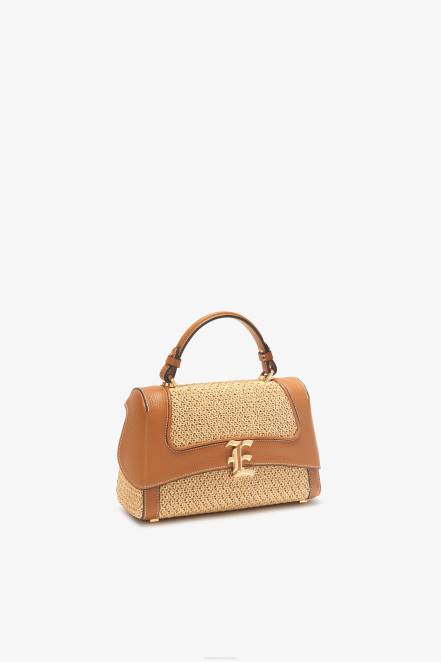 Women Ermanno Scervino Beige Raffia Bowling Bag With Logo 424R142