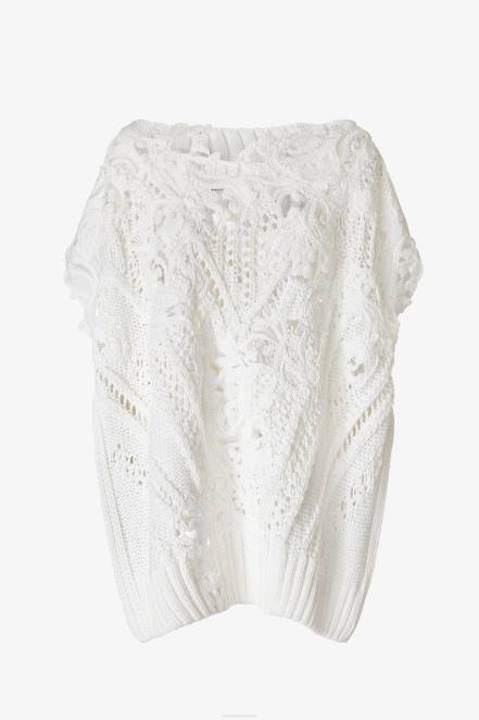 Women Ermanno Scervino Bianco Oversized Lace-Detailed Sweater With Cut-Outs 424R50