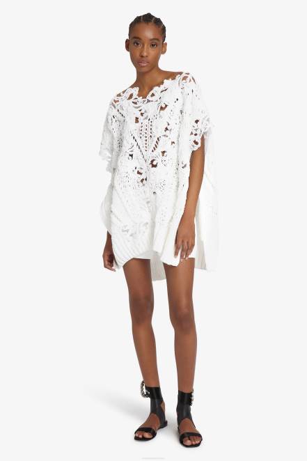 Women Ermanno Scervino Bianco Oversized Lace-Detailed Sweater With Cut-Outs 424R50