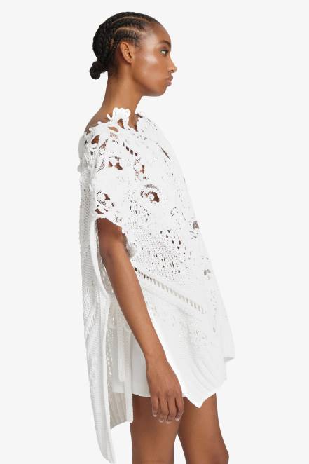 Women Ermanno Scervino Bianco Oversized Lace-Detailed Sweater With Cut-Outs 424R50