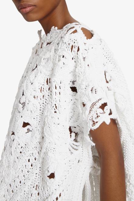 Women Ermanno Scervino Bianco Oversized Lace-Detailed Sweater With Cut-Outs 424R50