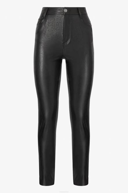 Women Ermanno Scervino Black Coated Fabric Slim Trousers 424R121