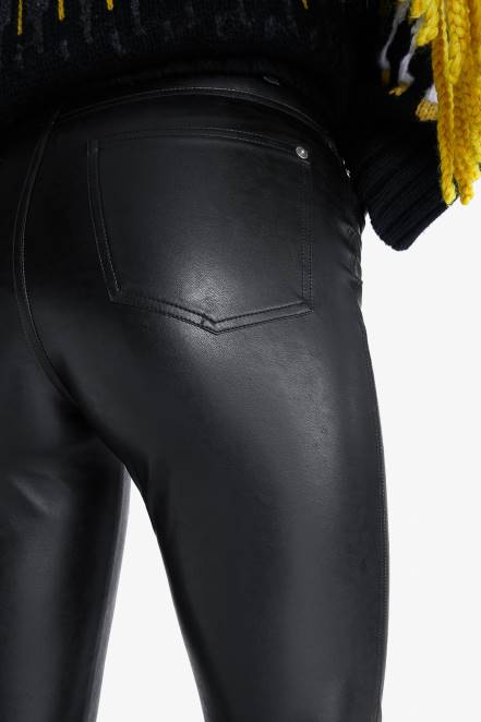 Women Ermanno Scervino Black Coated Fabric Slim Trousers 424R121