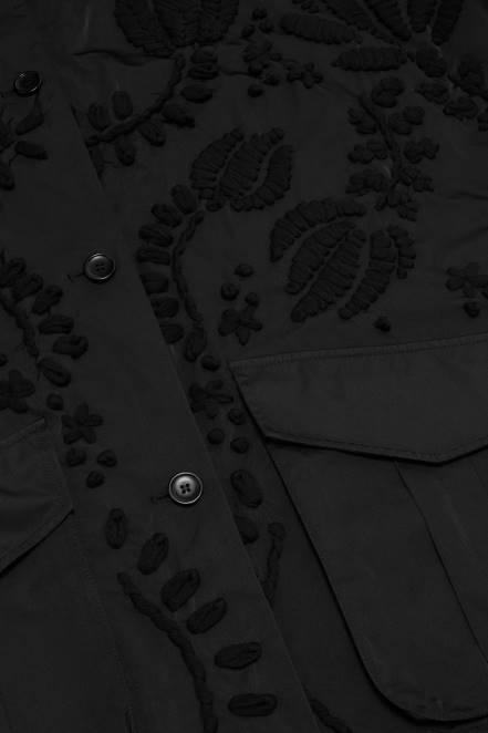 Women Ermanno Scervino Black Duchesse Pea Coat With Embroidery 424R28
