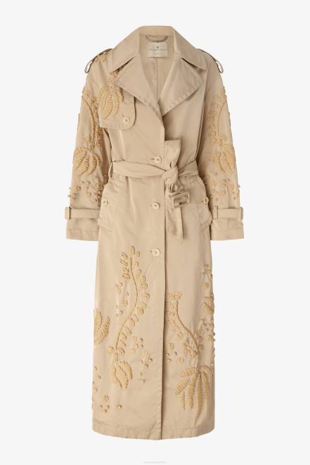 Women Ermanno Scervino Black Long Trench Coat With Embroidery 424R26