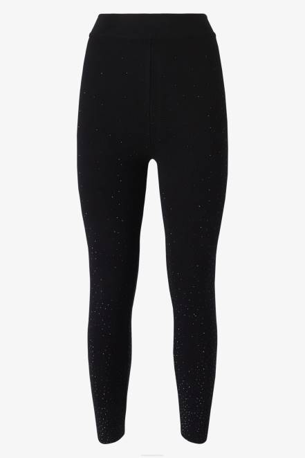 Women Ermanno Scervino Black Micro Crystal-Adorned Leggings 424R122