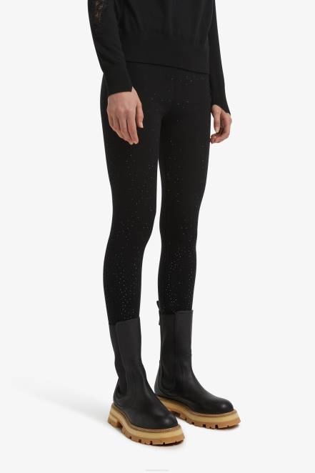 Women Ermanno Scervino Black Micro Crystal-Adorned Leggings 424R122