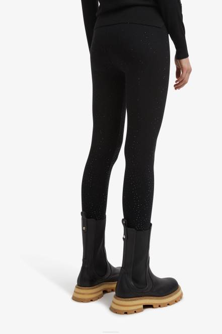 Women Ermanno Scervino Black Micro Crystal-Adorned Leggings 424R122