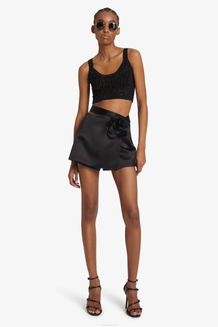 Women Ermanno Scervino Black Micro-Crystal Crop Top 424R69