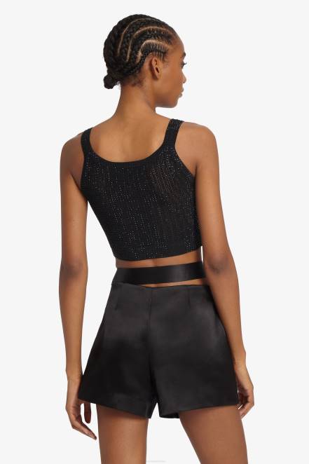 Women Ermanno Scervino Black Micro-Crystal Crop Top 424R69
