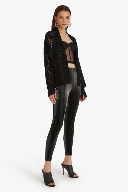 Women Ermanno Scervino Black Openwork-Knit Cardigan 424R54