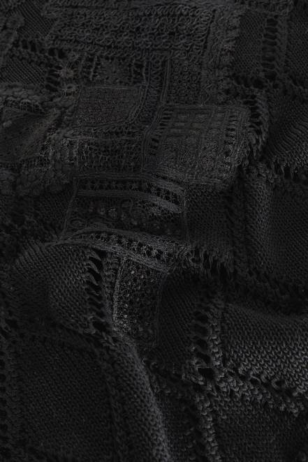 Women Ermanno Scervino Black Openwork-Knit Cotton Sweater 424R55