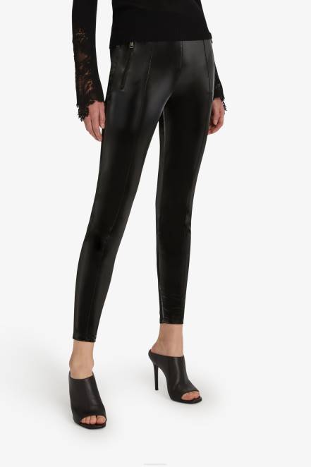 Women Ermanno Scervino Black Patent Leather-Look Leggings 424R120
