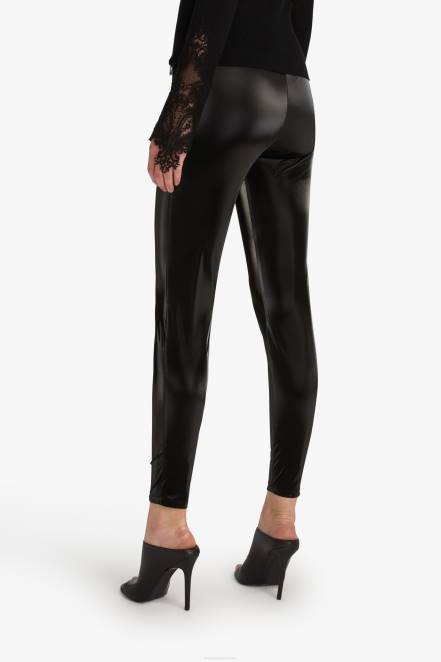 Women Ermanno Scervino Black Patent Leather-Look Leggings 424R120