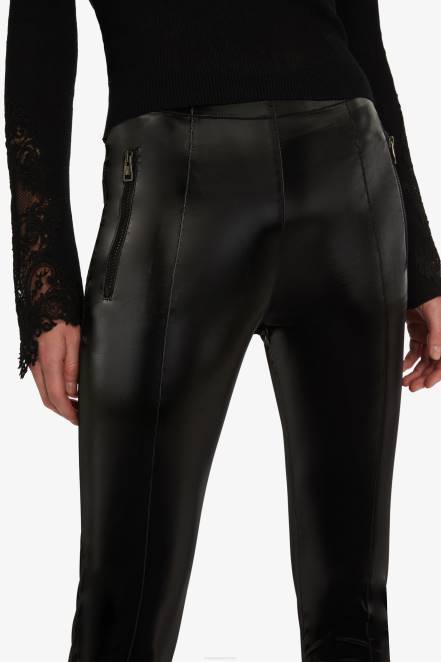 Women Ermanno Scervino Black Patent Leather-Look Leggings 424R120