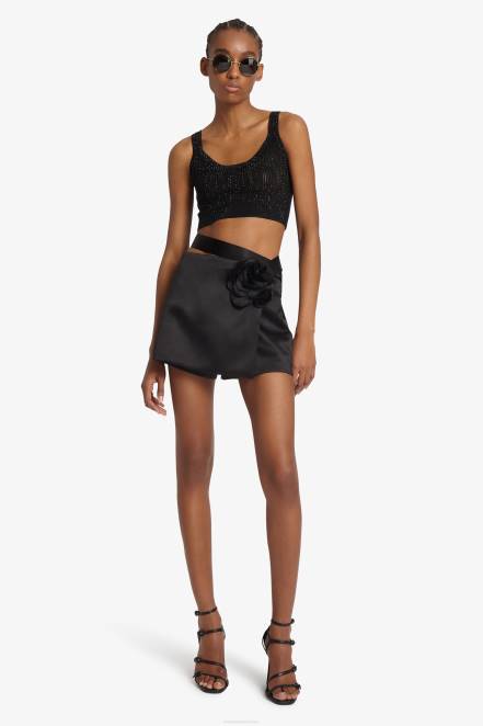 Women Ermanno Scervino Black Rose-Detailed Culottes 424R103