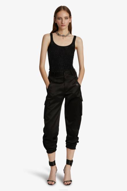 Women Ermanno Scervino Black Stretch Vest Top With Crystals 424R72