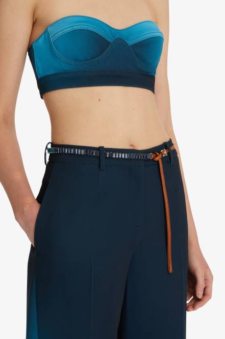 Women Ermanno Scervino Blue Baguette Crystal-Adorned Belt 424R198