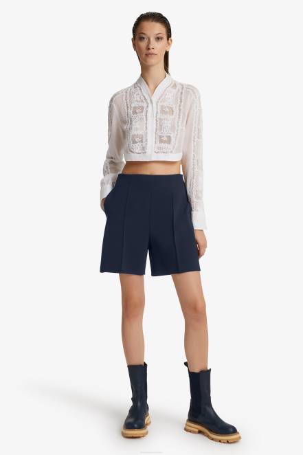 Women Ermanno Scervino Blue Cady Bermuda Shorts 424R116