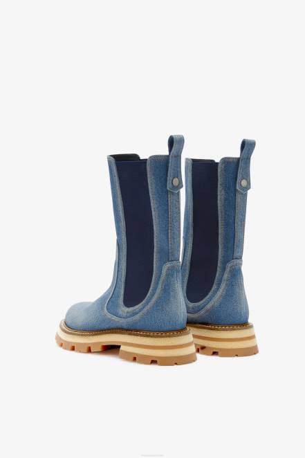 Women Ermanno Scervino Blue Denim Biker Boots 424R172