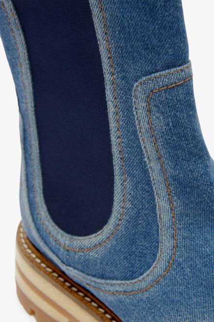 Women Ermanno Scervino Blue Denim Biker Boots 424R172