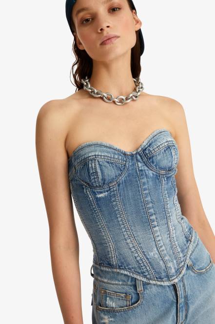 Women Ermanno Scervino Blue Denim Corset 424R93