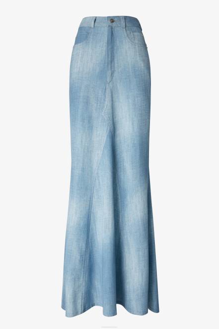 Women Ermanno Scervino Blue Denim-Look Maxi Skirt 424R129