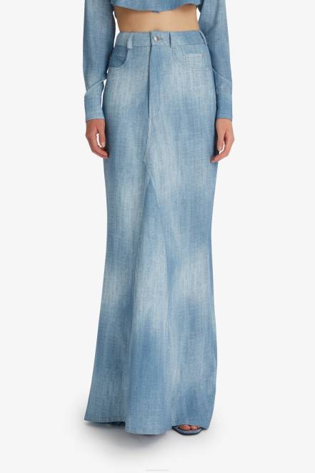 Women Ermanno Scervino Blue Denim-Look Maxi Skirt 424R129