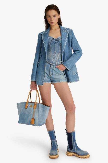 Women Ermanno Scervino Blue Denim Shorts 424R112