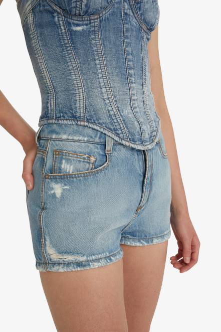 Women Ermanno Scervino Blue Denim Shorts 424R112