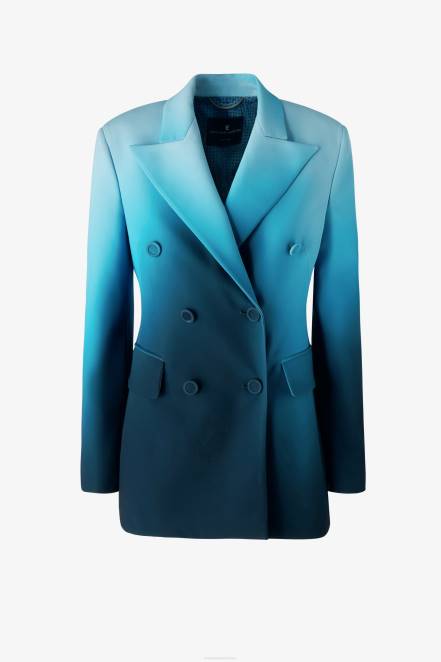 Women Ermanno Scervino Blue Double-Breasted Cady Blazer 424R35