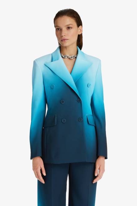Women Ermanno Scervino Blue Double-Breasted Cady Blazer 424R35